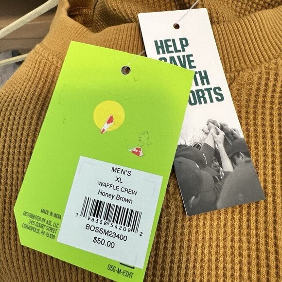 DSG Honey Brown Waffle Knit Long Sleeve Pullover Crewneck Sweatshirt Size XL NWT - Picture 9 of 9